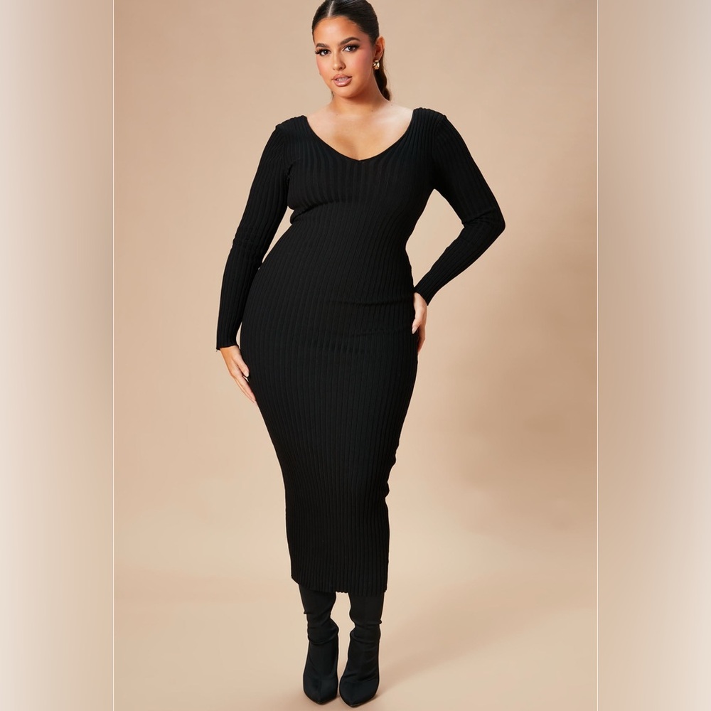 Fashion Nova Kallen Knit Dress Black
